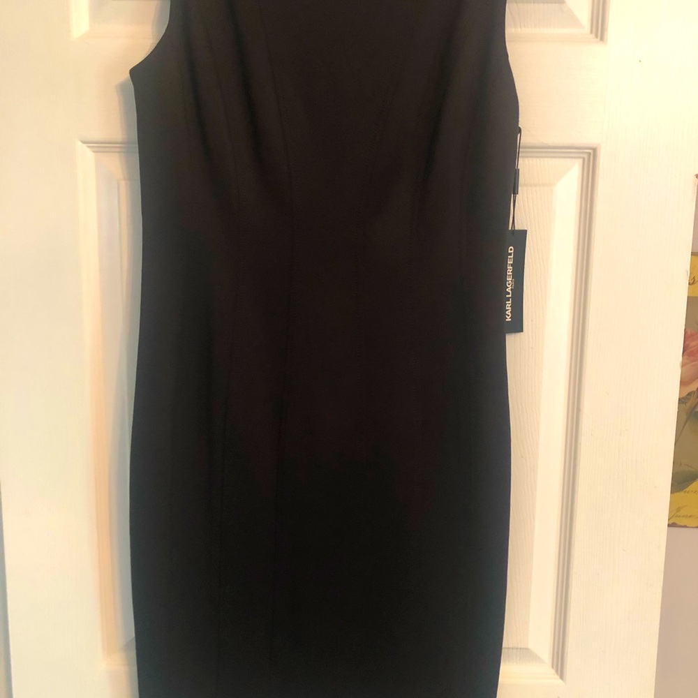 NWT Karl Lagerfeld black jersey knee length cocktail dress